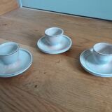 Egg cups signed Atch Chantal and Thierry Robert sandstone from Poncé sur Loir