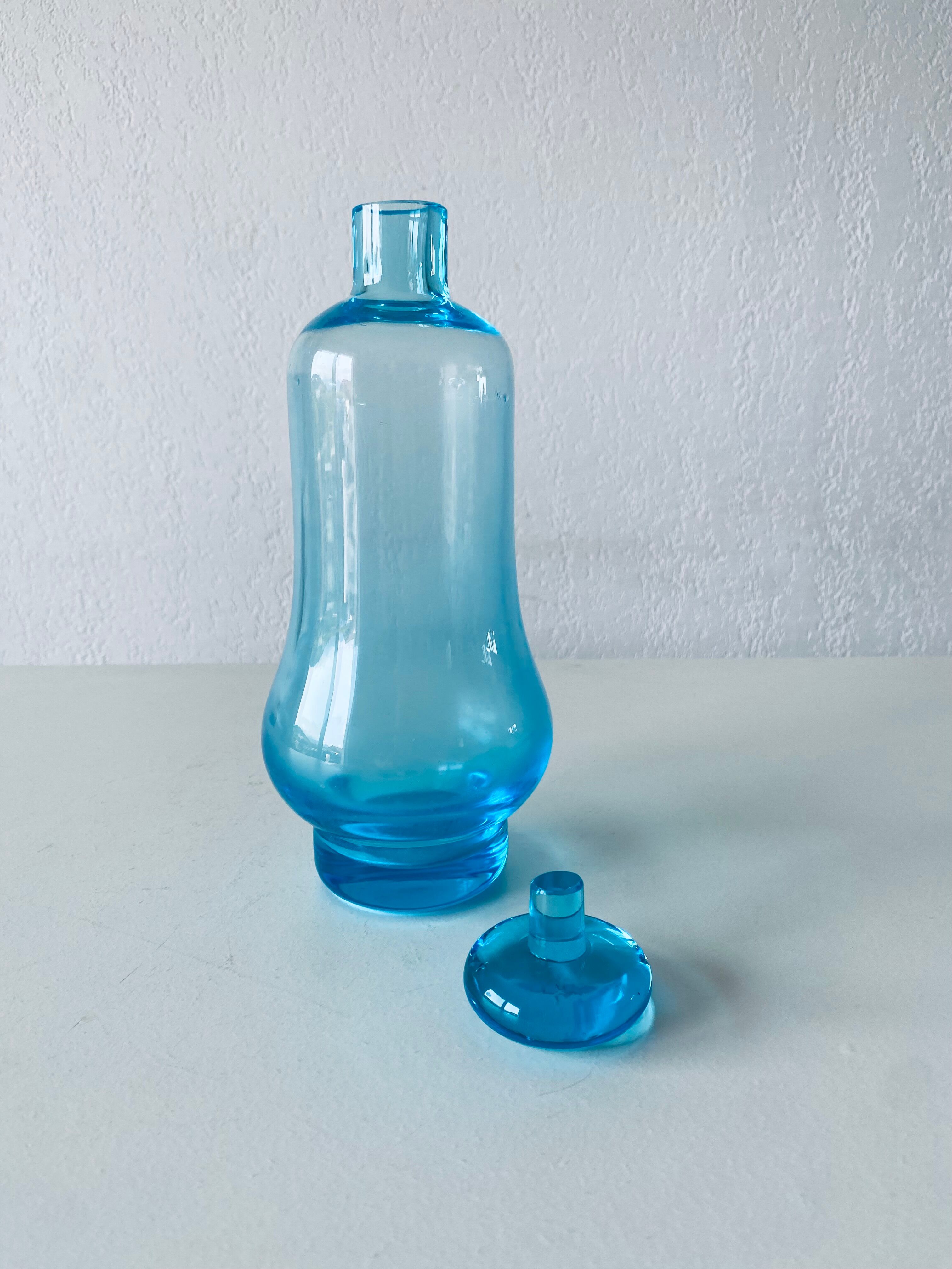 Blue glass decanter