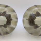 2 Sconces in nickel-plated brass and smoked glass, Scoliari style