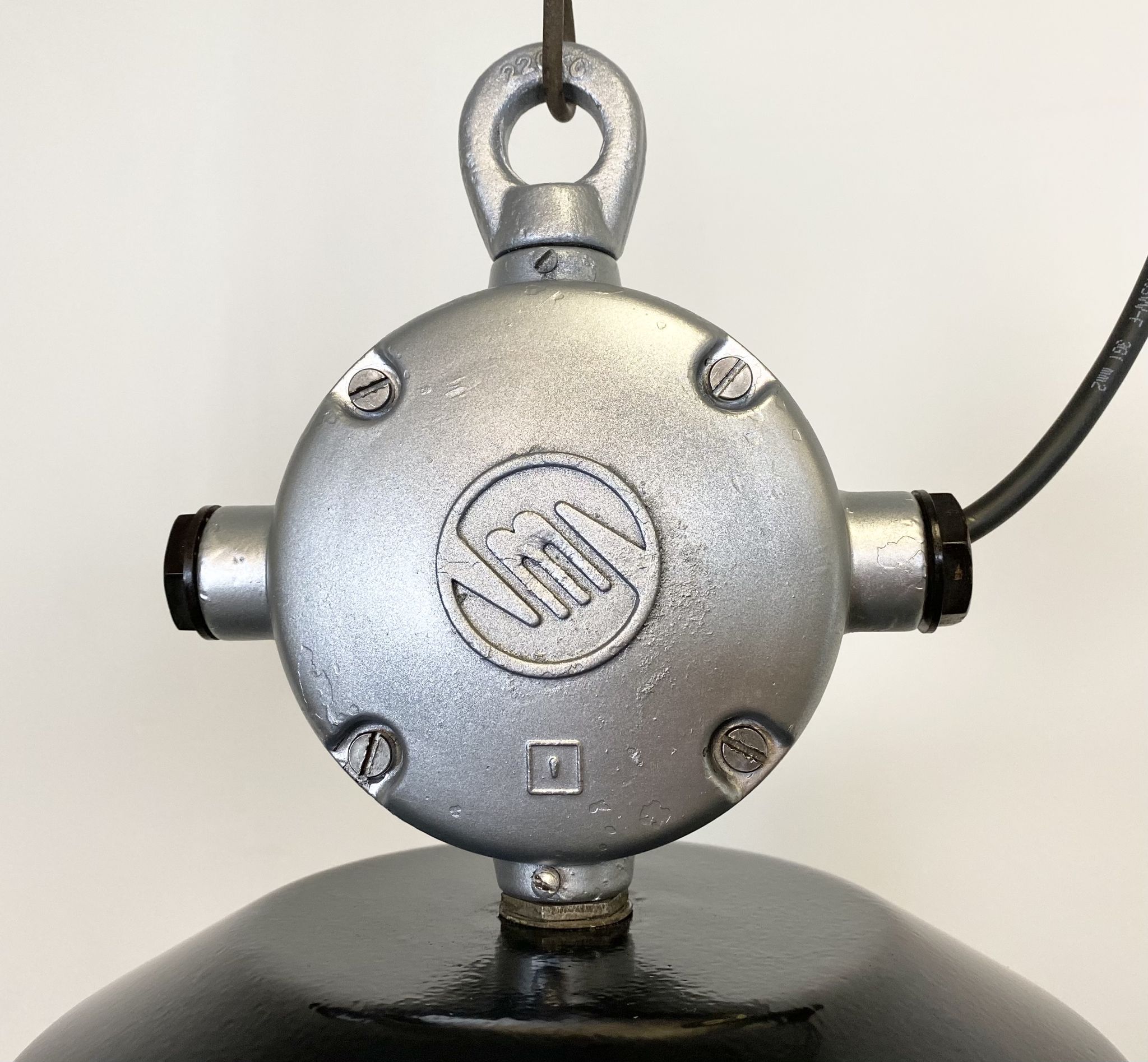 Black industrial factory lamp with clear glass cover from elektrosvit