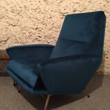 Pair of chairs of Guy Besnard in blue velvet