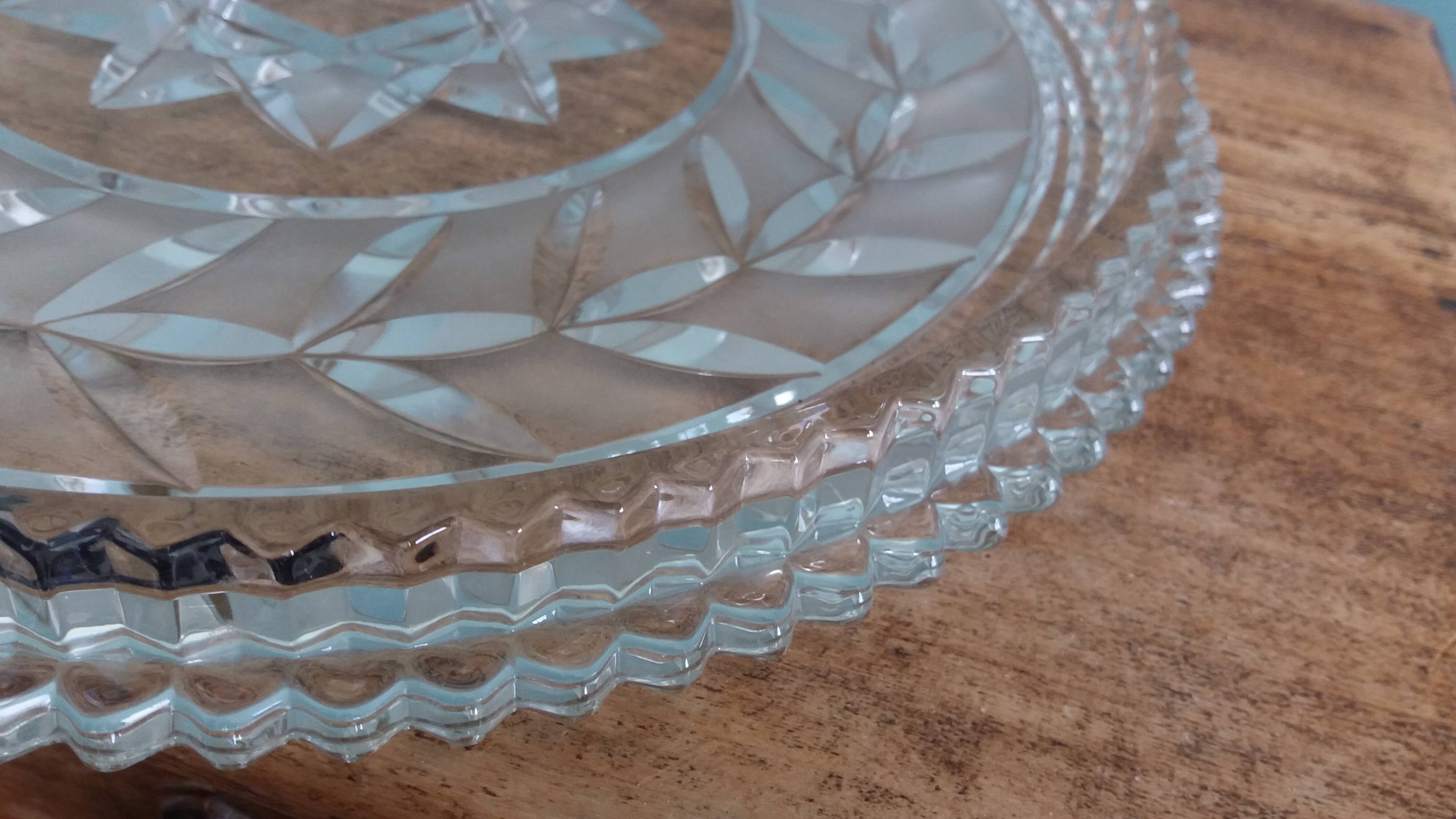 Pie dish, cut glass presentation plate by Walther Glass.