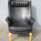 Pilot Scandinavian armchair by Arne Norell in black leather