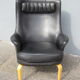 Scandinavian Pilot armchair by Arne Norell in black leather.