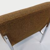 Vintage modernist armchair in wool fabric and chrome metal