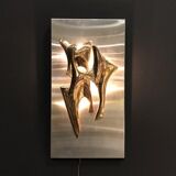 Sculptural bronze wall lamp by Fred Brouard, 1976