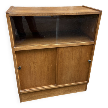Bibliothèque Chêne 1960-70s french Design vitrine magasin industriel Art Déco