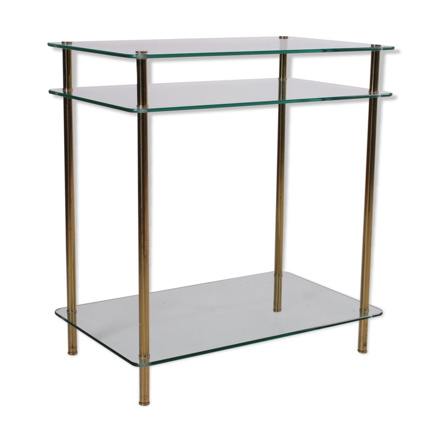 Hollywood Regency side table with gold-colored legs