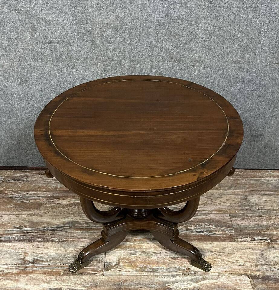 Lombard table from the Empire period in mahogany and brass trim circa 1820