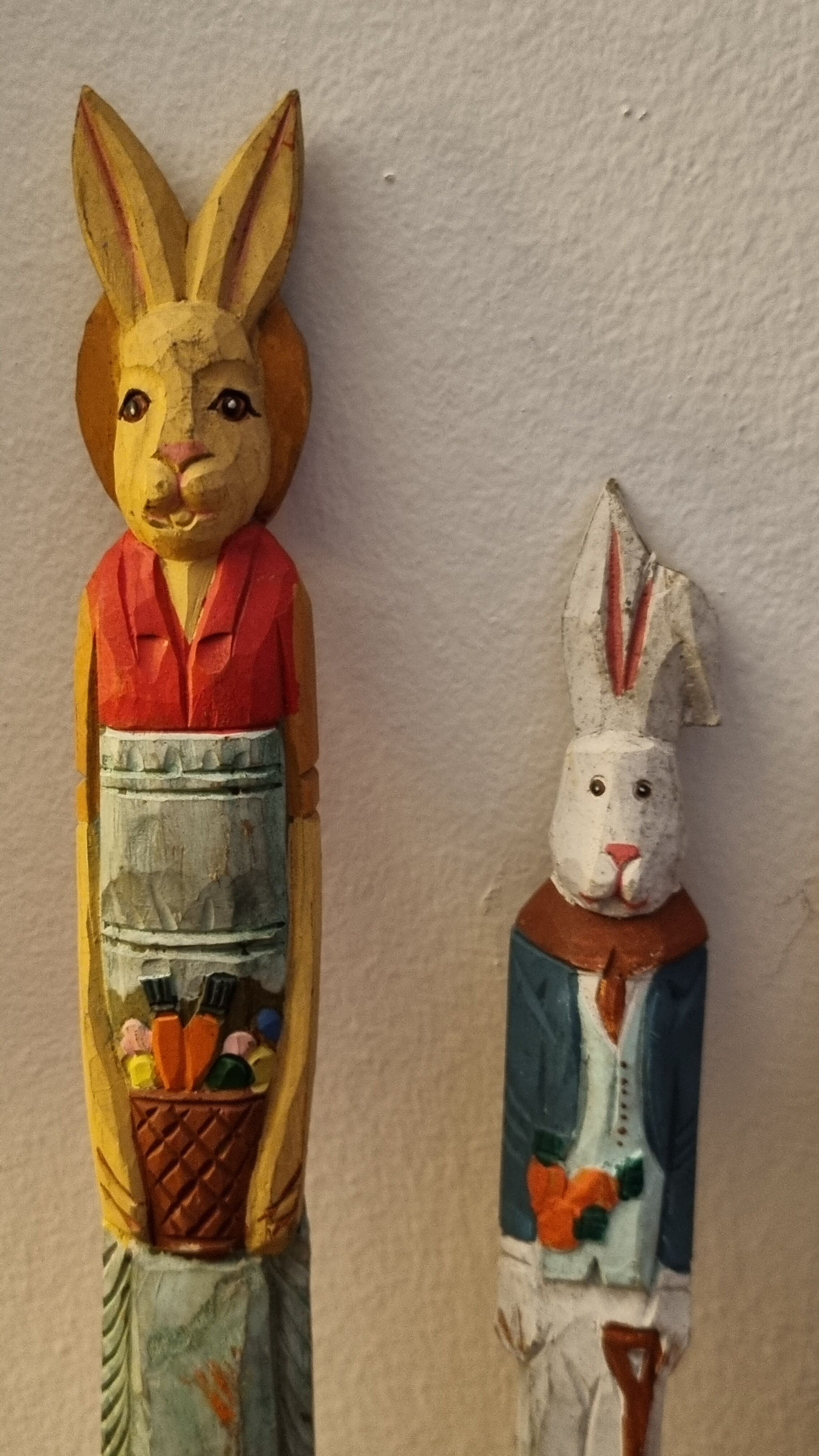 Lot wooden toys rabbits