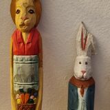 Lot wooden toys rabbits