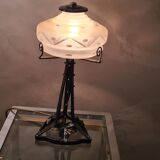Lamp art deco and lampshade in opaque glass