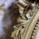 Miroir ancien ovale doré – style Louis XVI avec nœud ruban