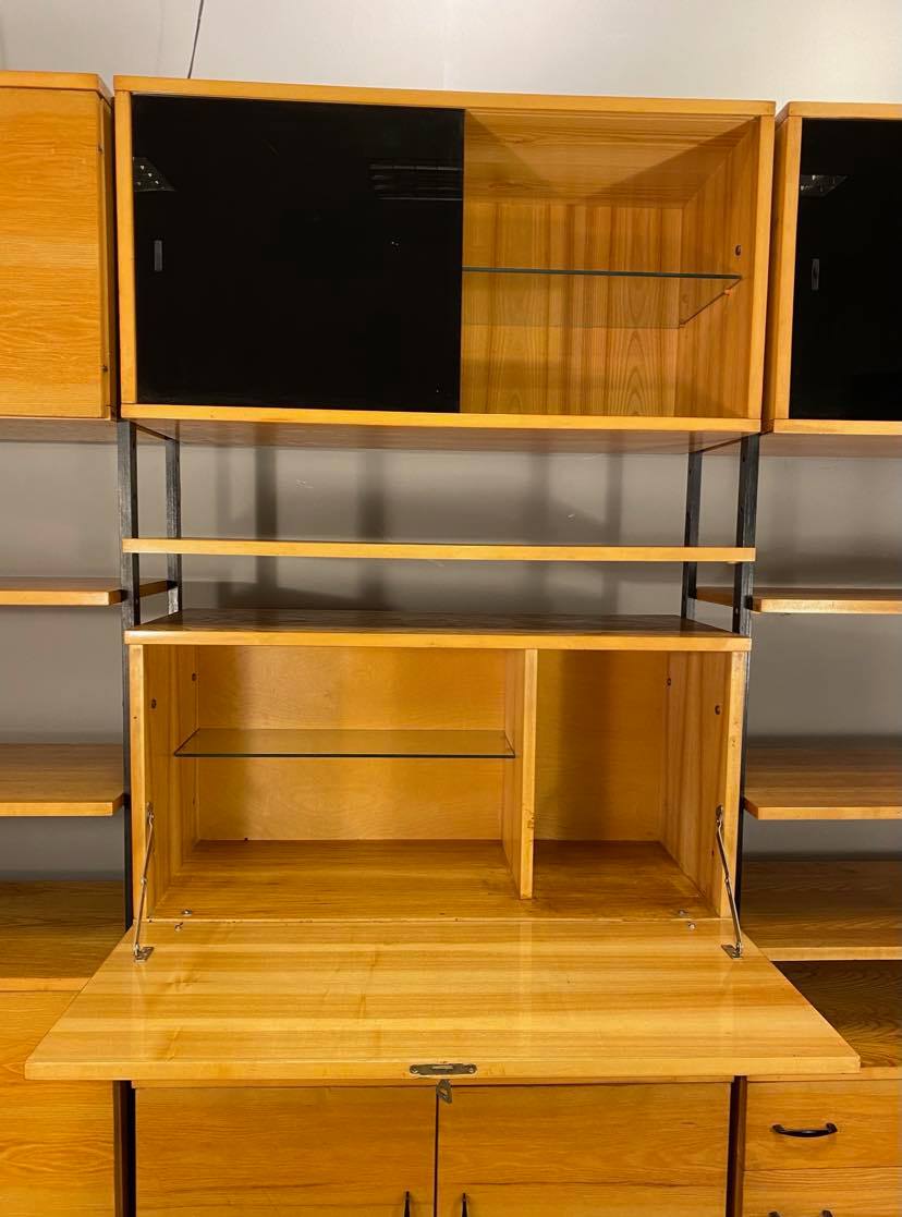 Modular bookcase with vintage wardrobe 60