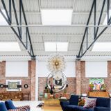 Gigi Radice Mid-Century Modern Midnight Blue Cotton Velvet Curved Italian Sofa