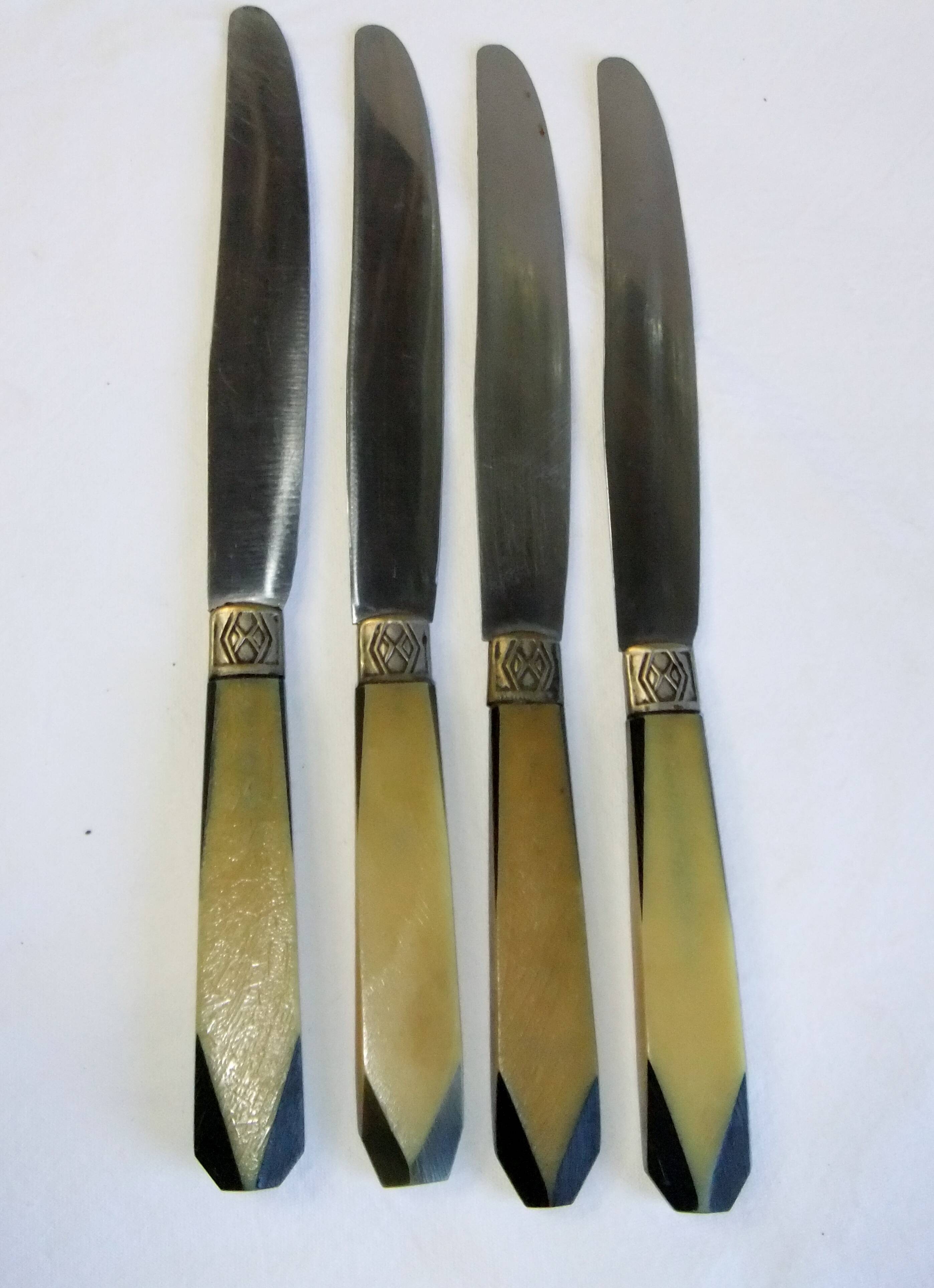 Covered table service old knives Pradel M ferrule art deco period