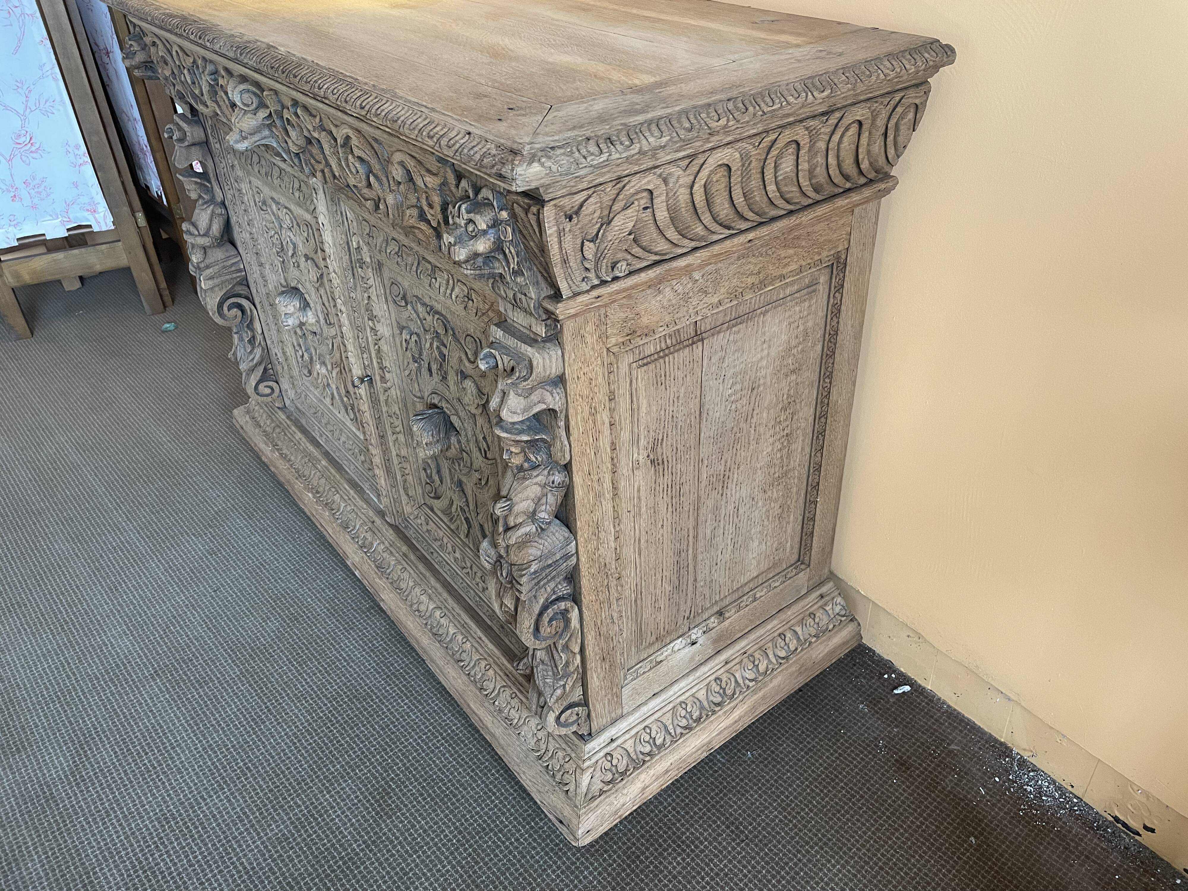 Carved wooden sideboard