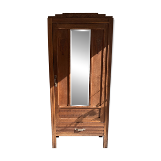 Parisian Art Deco solid oak armoire - 1930
