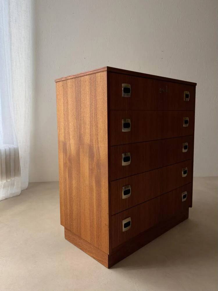 Swedish mid-century chest of drawers teak five drawers