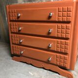 Chest of drawers time Art Deco ochre / renovated orange