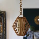 Vintage rattan pendant light, 1960s