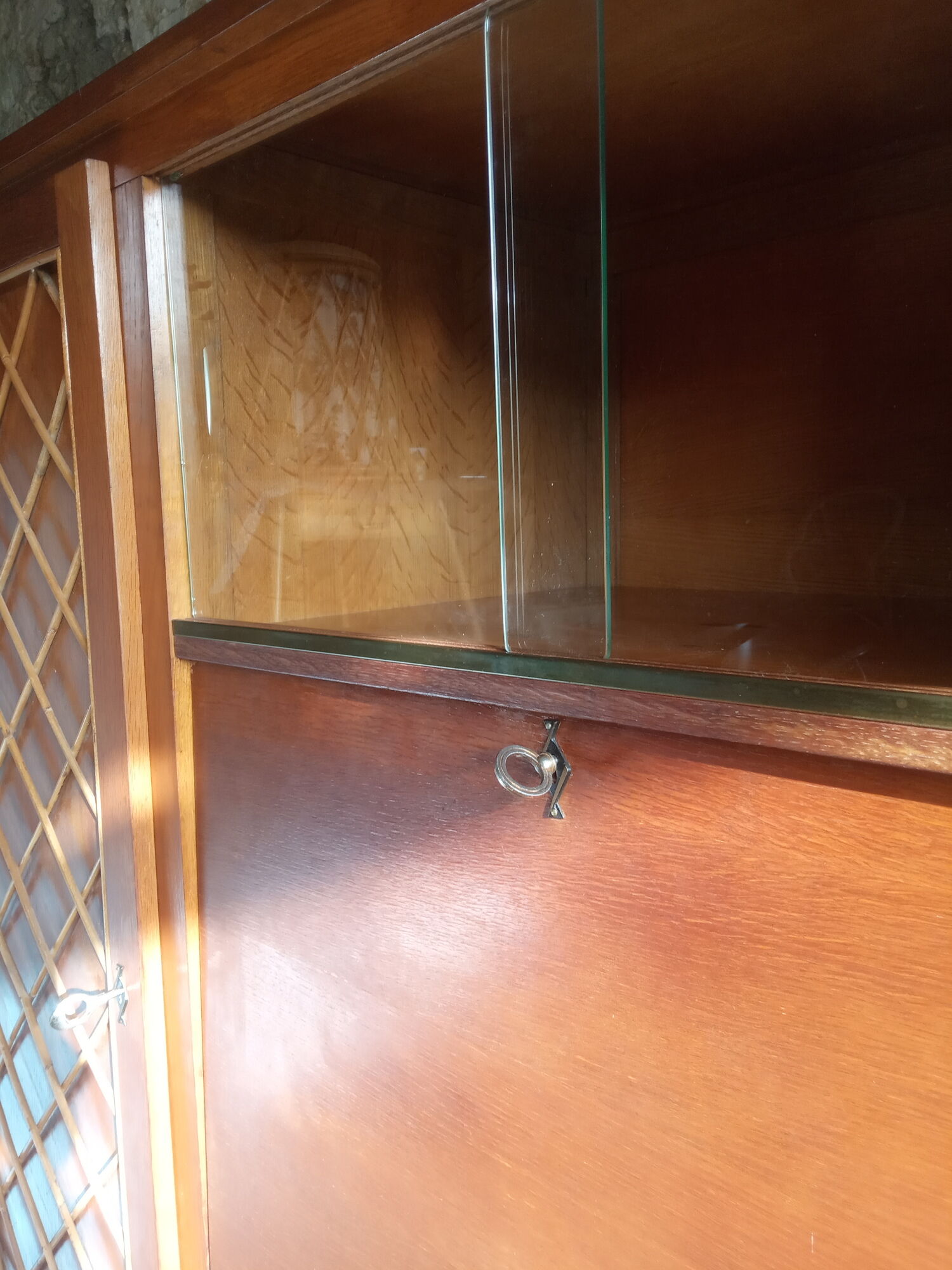 Furniture secretary vintage wood and rattan