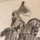 Drawing with lead mine, rider, signed