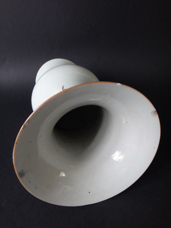 Ancien vase balustre chinois porcelaine chine poeme marque Qing XIX