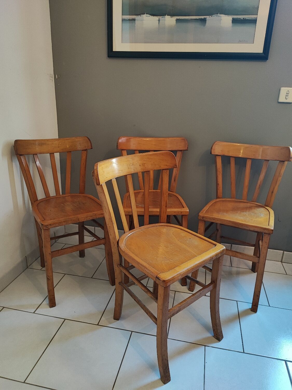 Vintage four-quarter bistro chairs