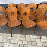 Set of 8 vintage Baumann bistro chairs from the 1970s