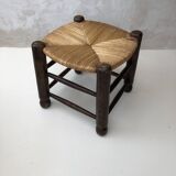 Oak and straw stool