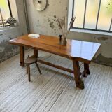 Aranjou farmhouse table in blond elm, 1950s
