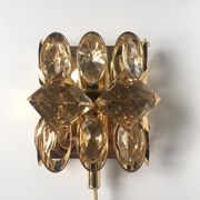 Applique en laiton doré et cristal de Palwa design 1960