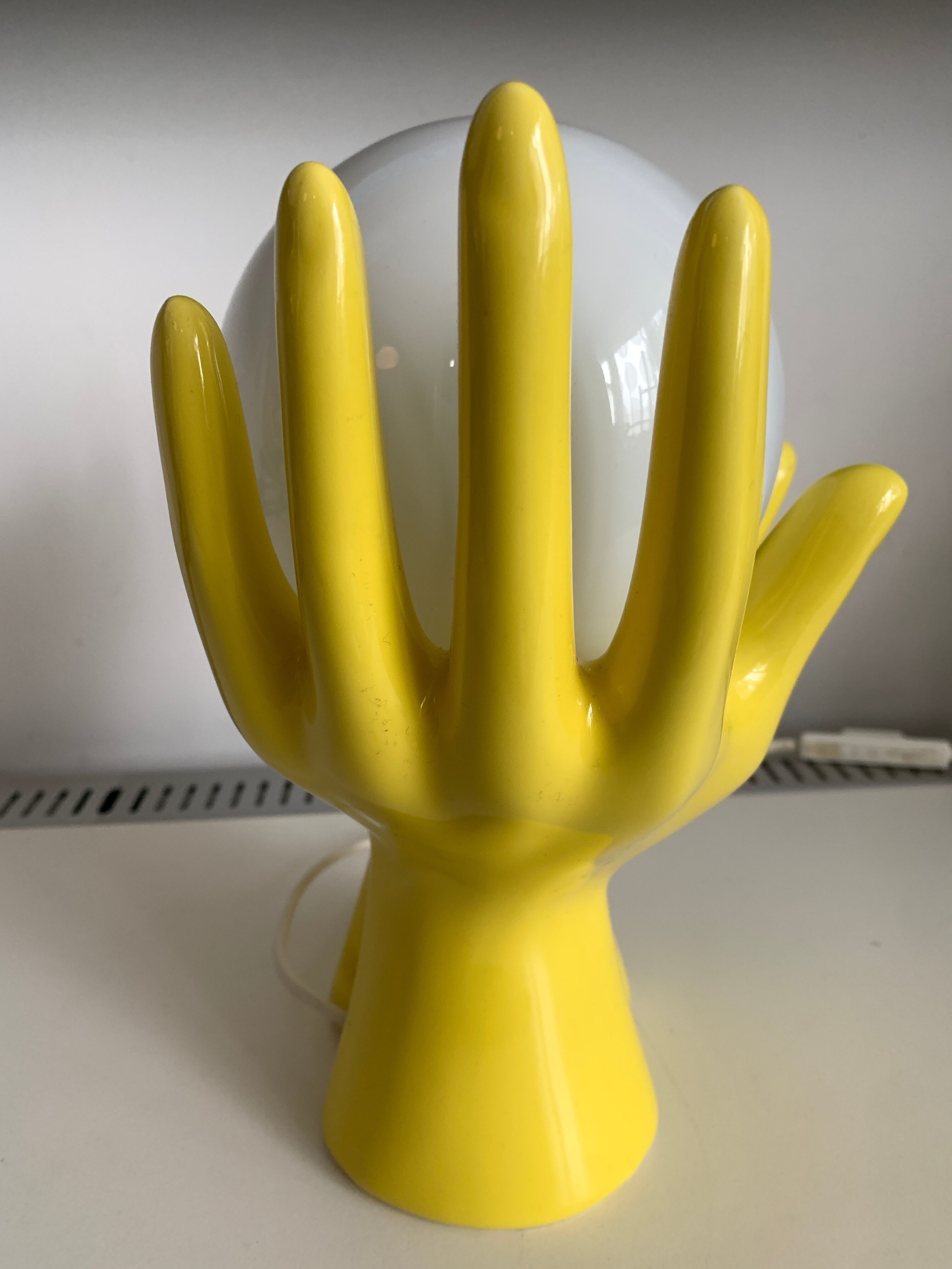 Yellow ceramic hand lamp