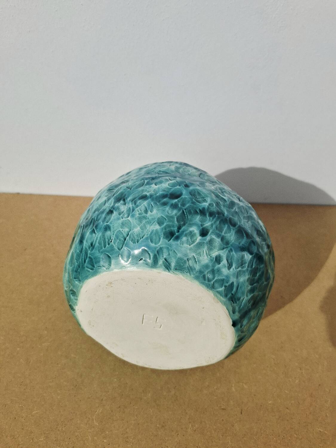 Turquoise round vase 1970 signed