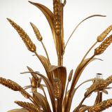 Five-light gilded metal chandelier with wheat ears decoration, 1970