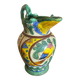 Antique Style Monaco Perugia Ceramic Pitcher with Multicolored Bird Decoration