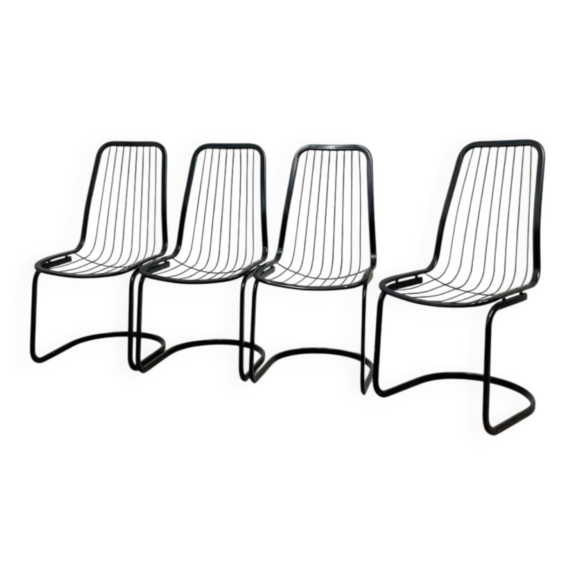 4 black wire metal chairs