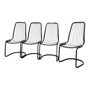 4 chaises en métal filaire