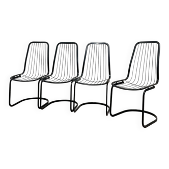 4 black wire metal chairs