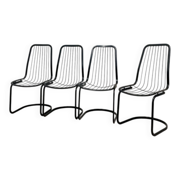 4 black wire metal chairs