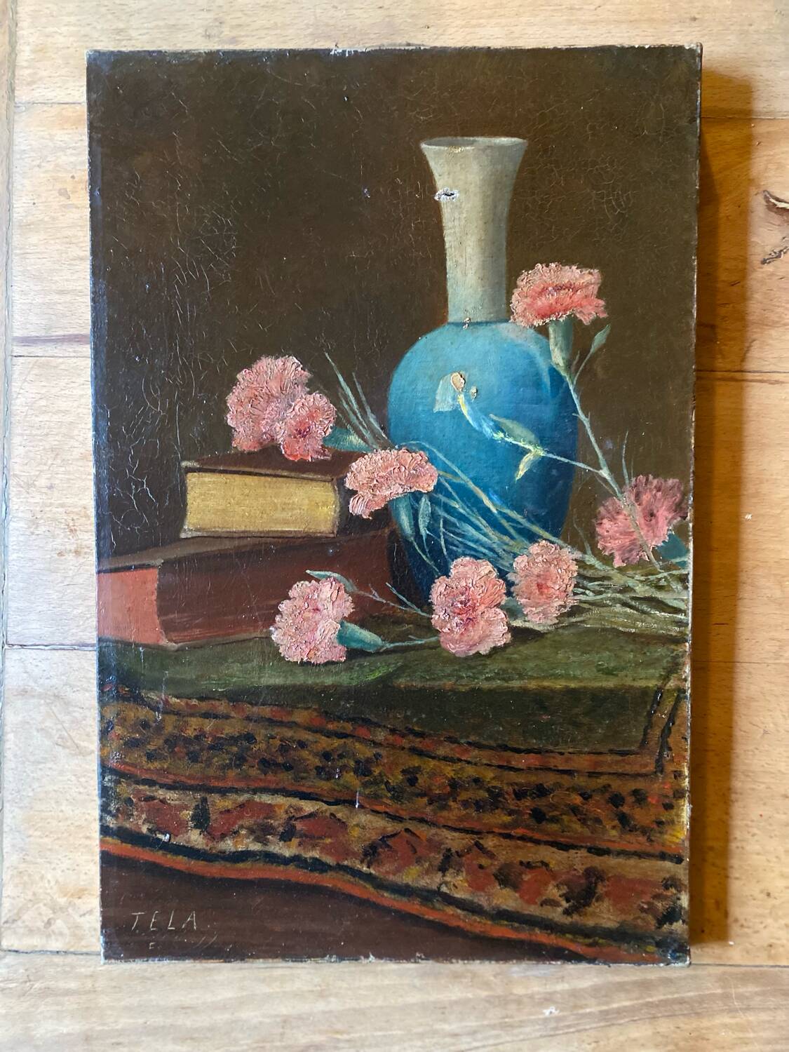 Oil painting still life with flowers