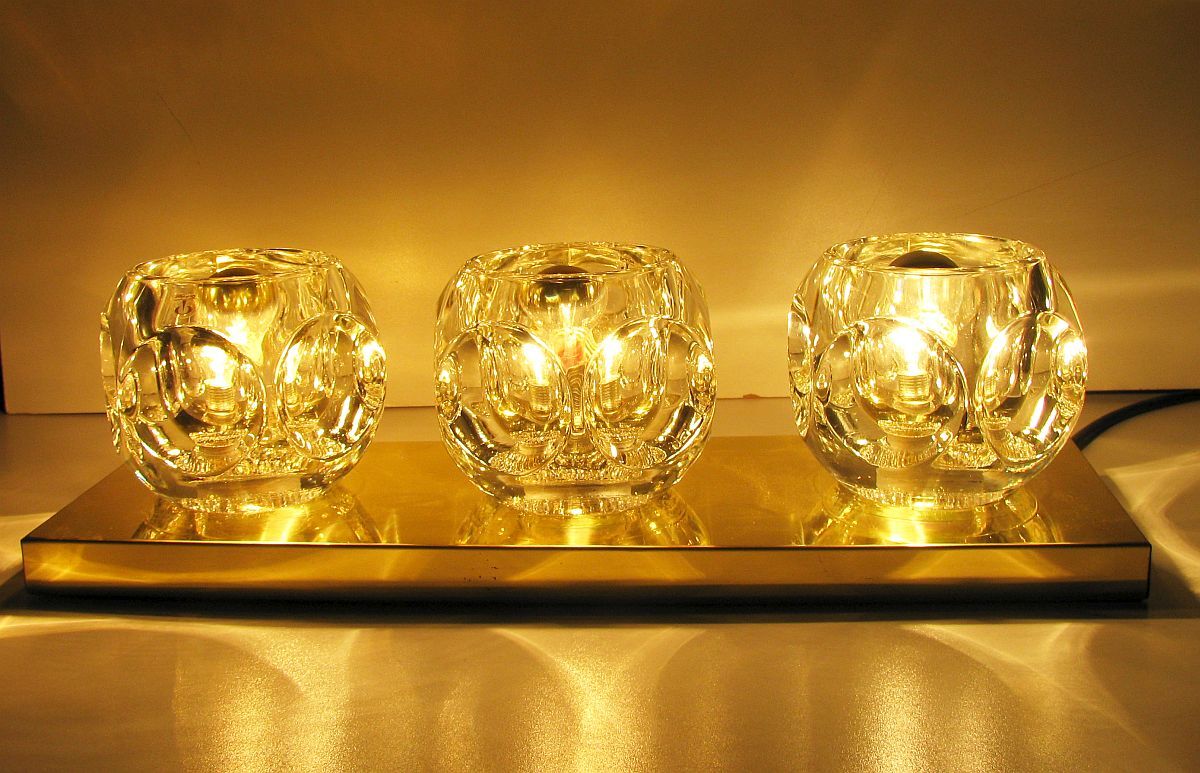 Applique en laiton et en verre de Peill et Putzler années 1970