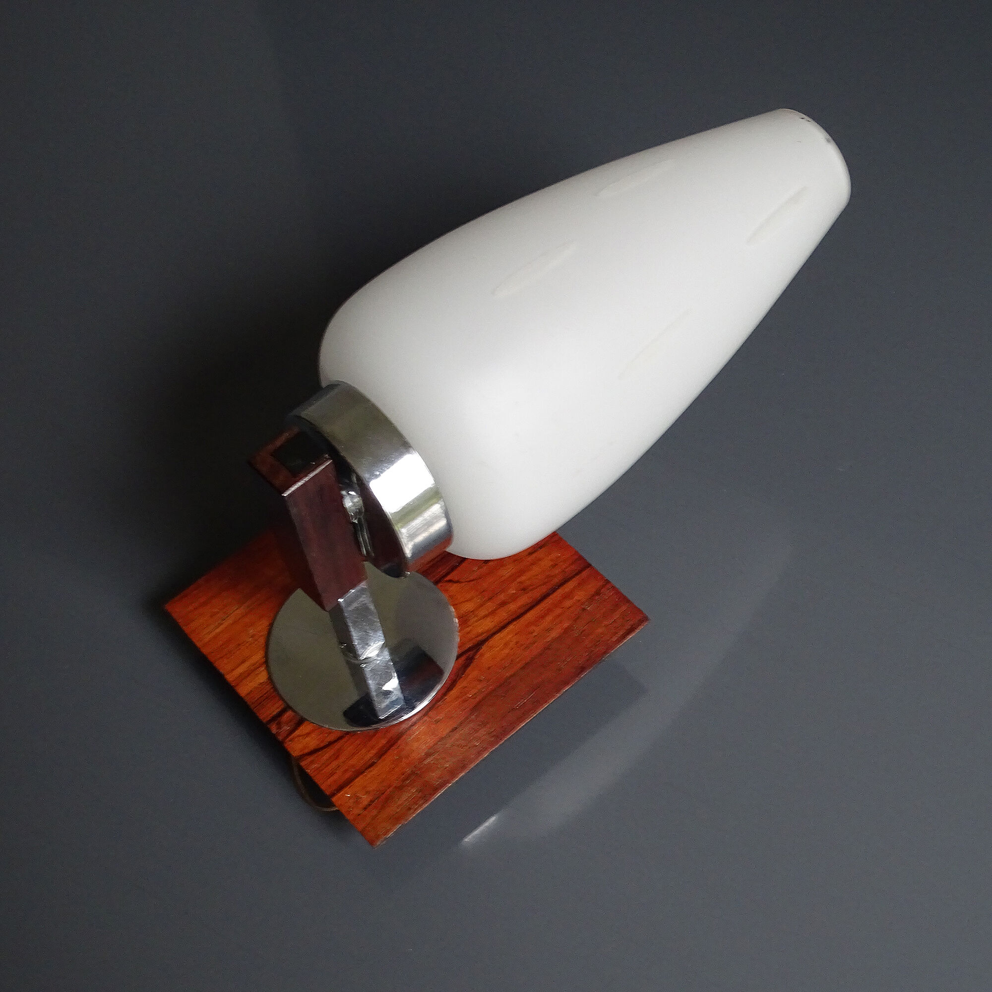 Scandinavian Vintage wall lamp, Teak glass chrome, 60s