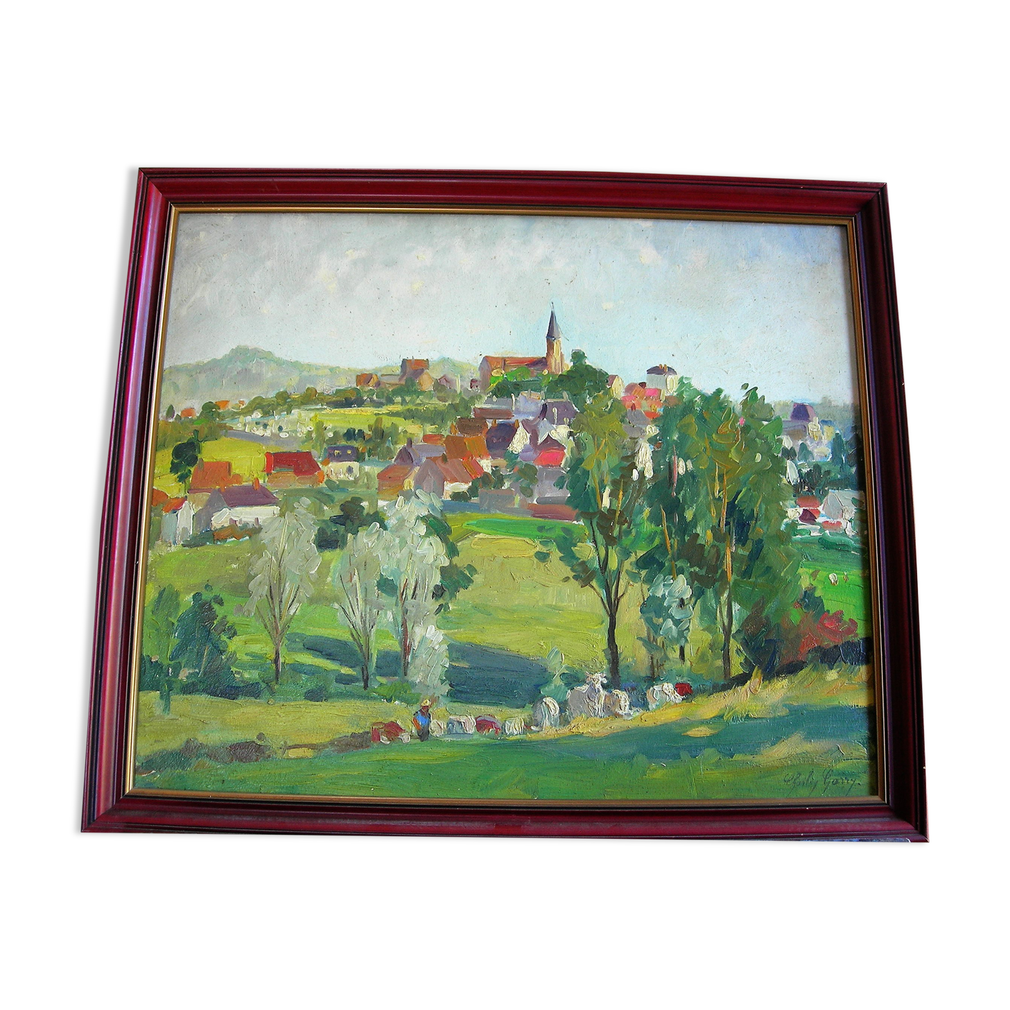 Countryside landscape oil on isorel by charley garry (1891_1973)