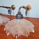 Pair of pendant lights in bronze and scalloped transparent glass