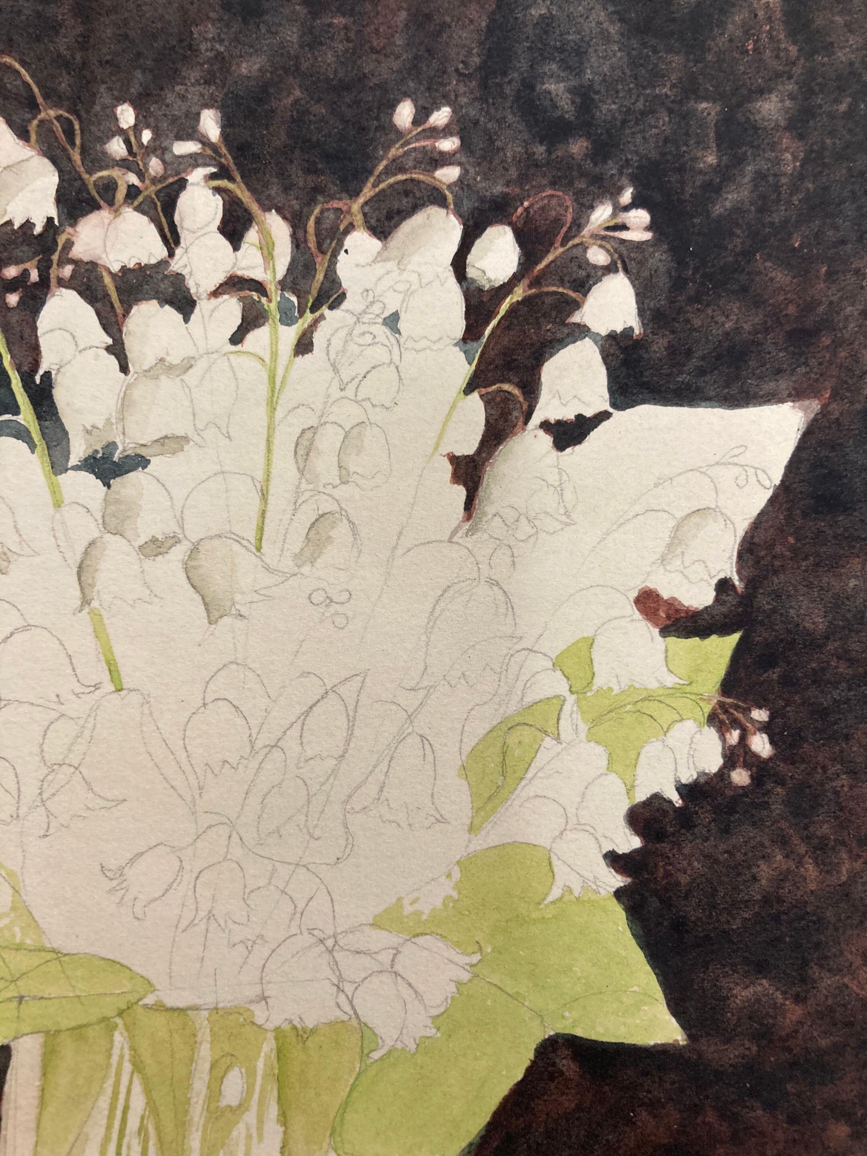 Watercolor with vintage thrush