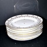 Niderviller set of 6 Empire plates and tureen in hard-paste porcelain with wheat decoration painted in gold, 1790