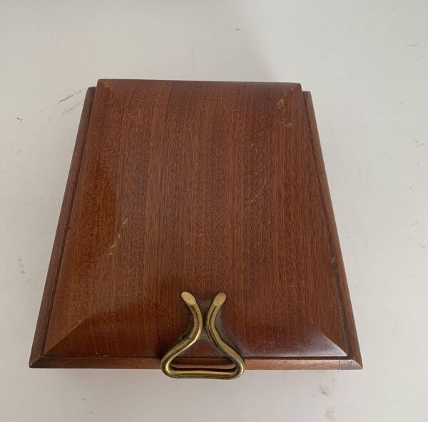 Distributeur cigares cigarettes vintage 1960 bois doré - 20 x 19 cm