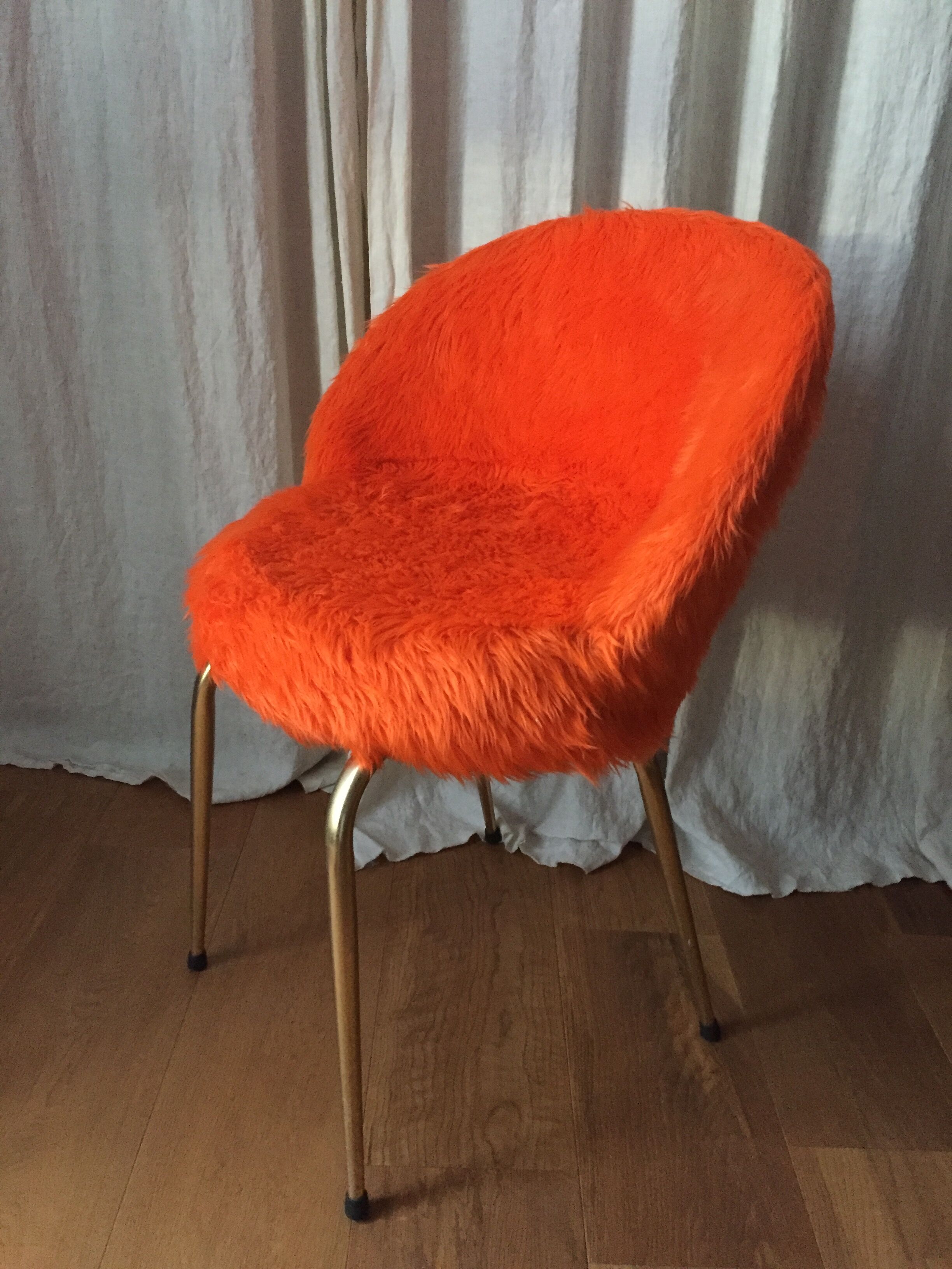Vintage orange moumoute chair of original 60s